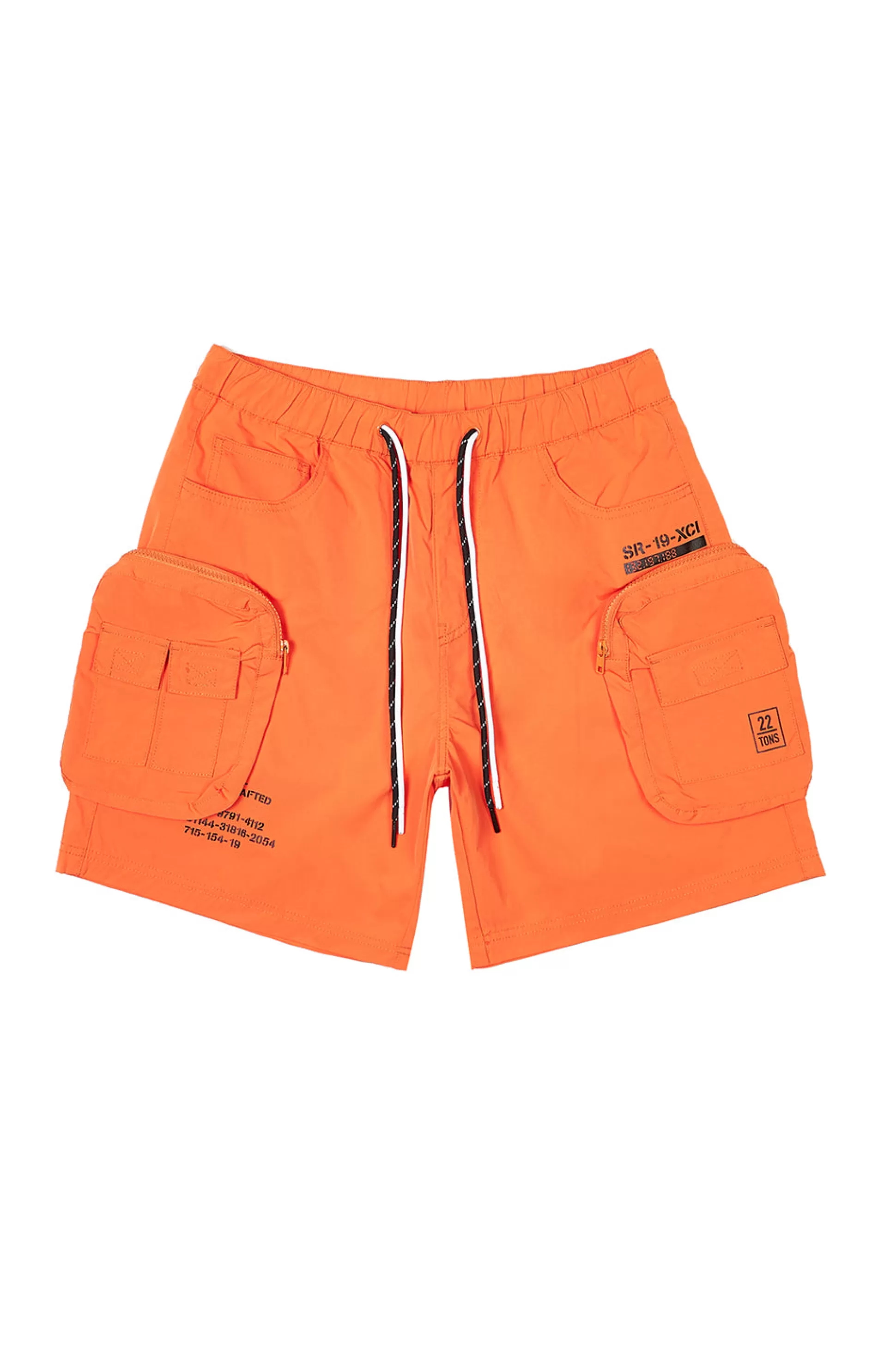 Smoke Rise Printed Utility Lounge Windbreaker Shorts Orange Flash Sale