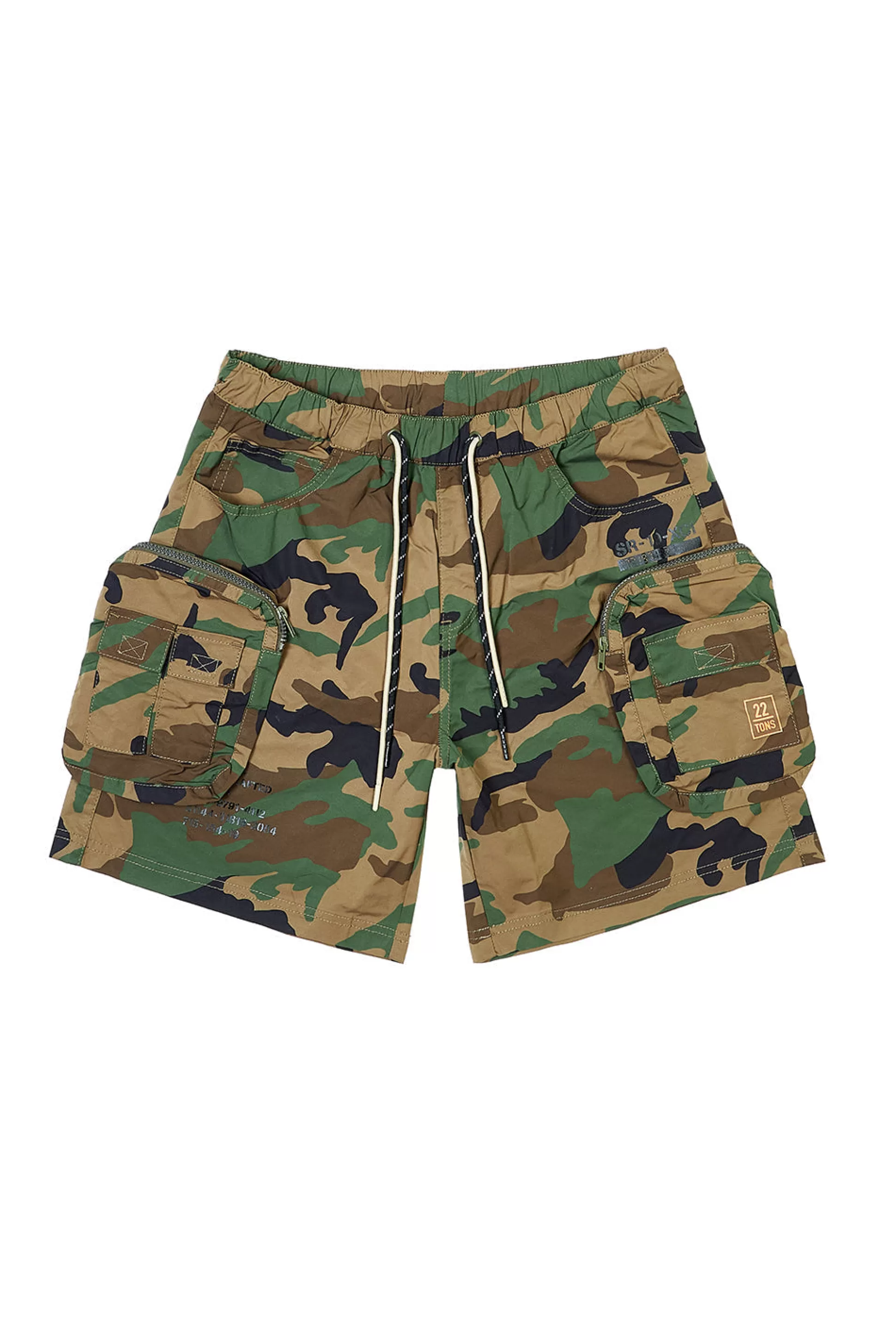 Smoke Rise Printed Utility Lounge Windbreaker Shorts Wood Camo Hot