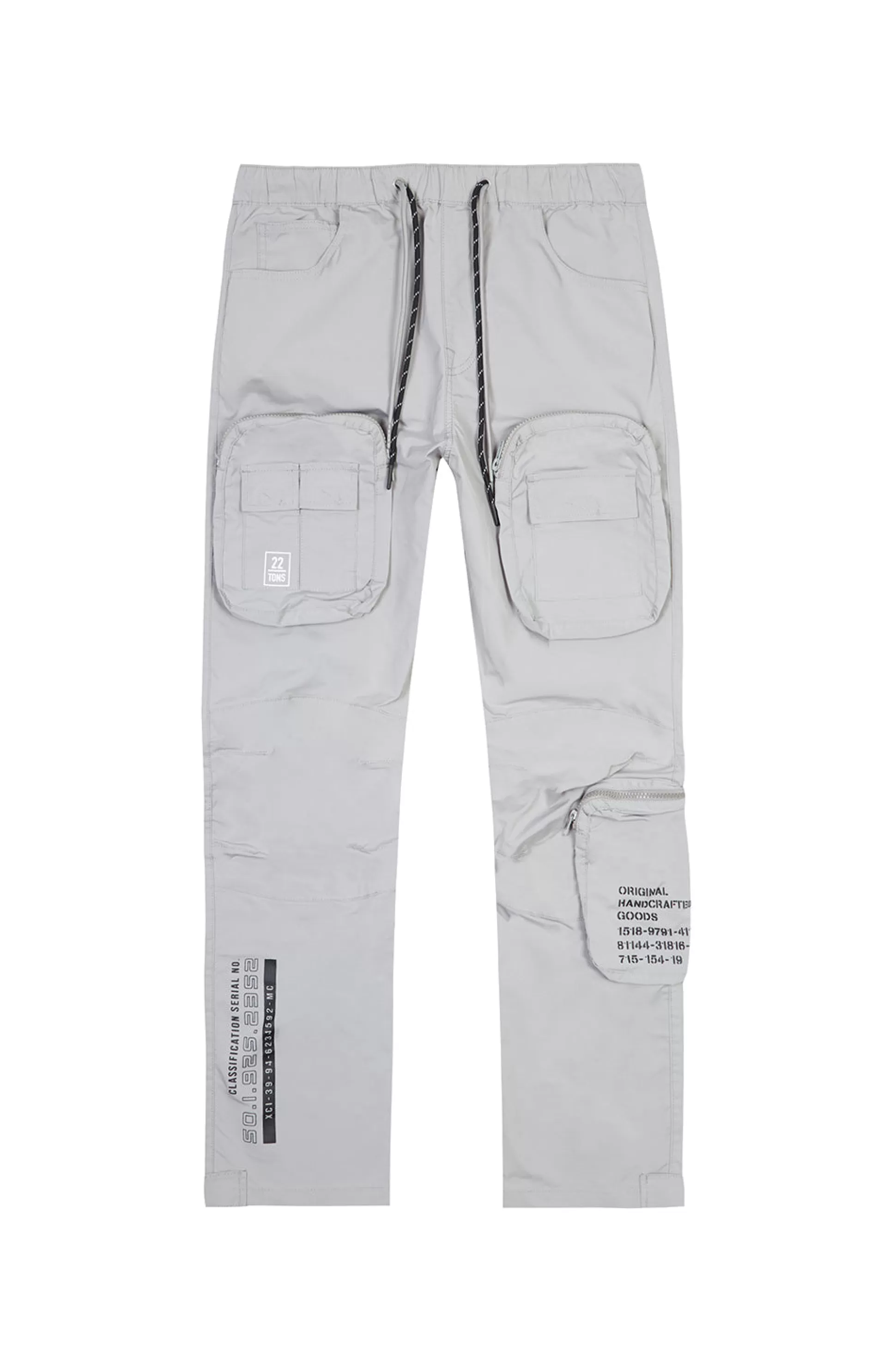 Smoke Rise Printed Utility Windbreaker Joggers Light Grey Online