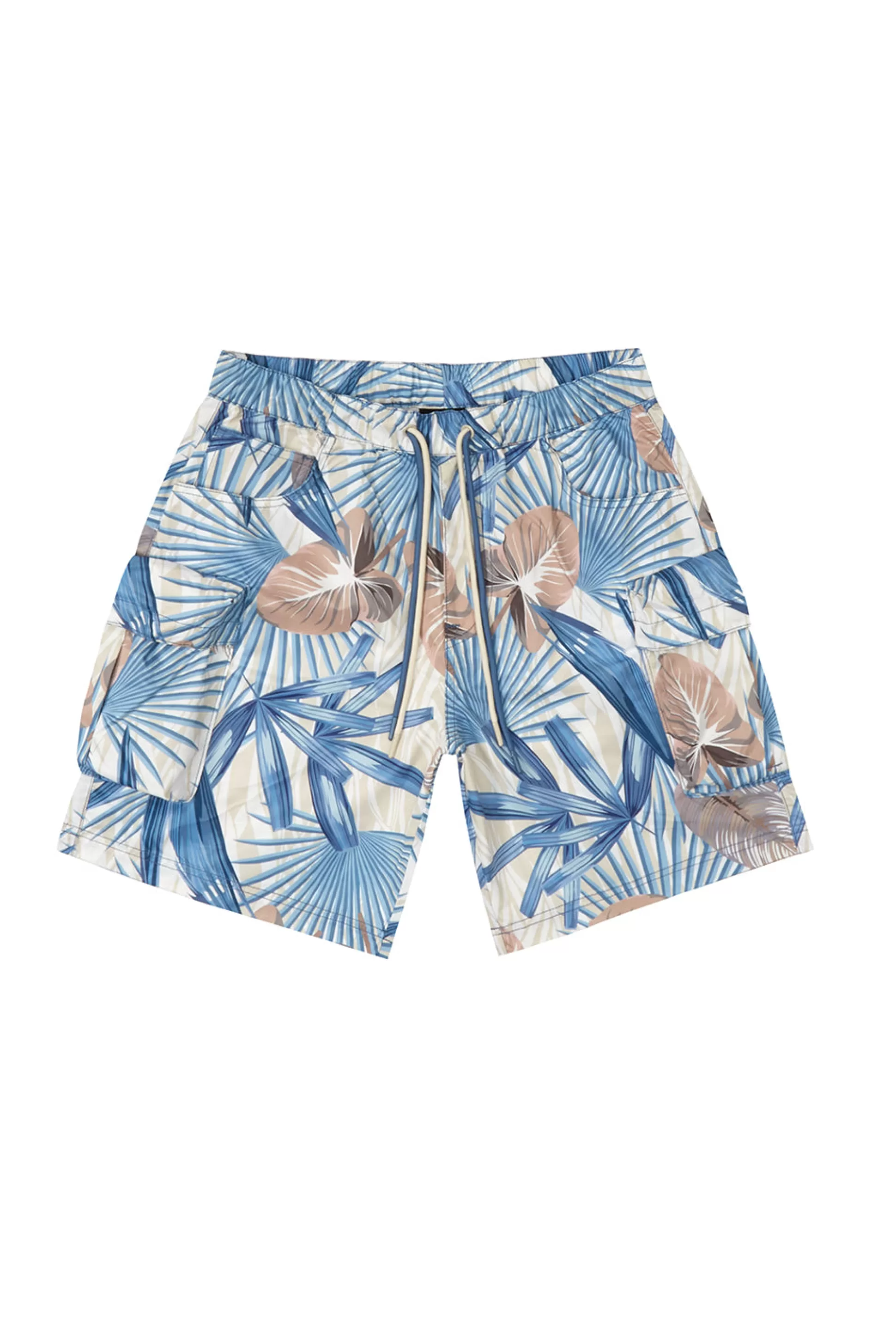 Smoke Rise Printed Utility Windbreaker Shorts Tropic Blue Sale