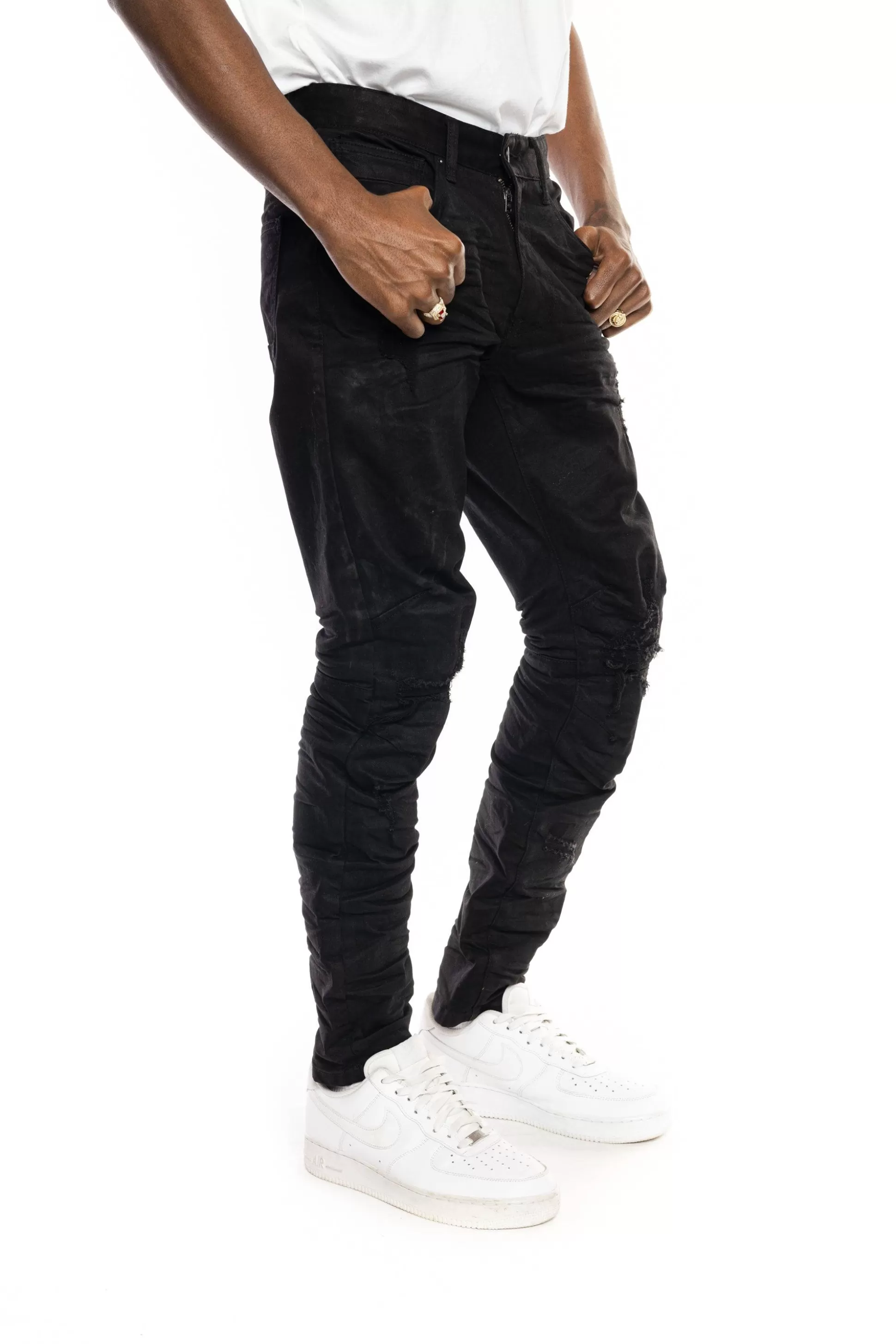 Smoke Rise Rip & Repair Basic Jeans Jet Black Discount