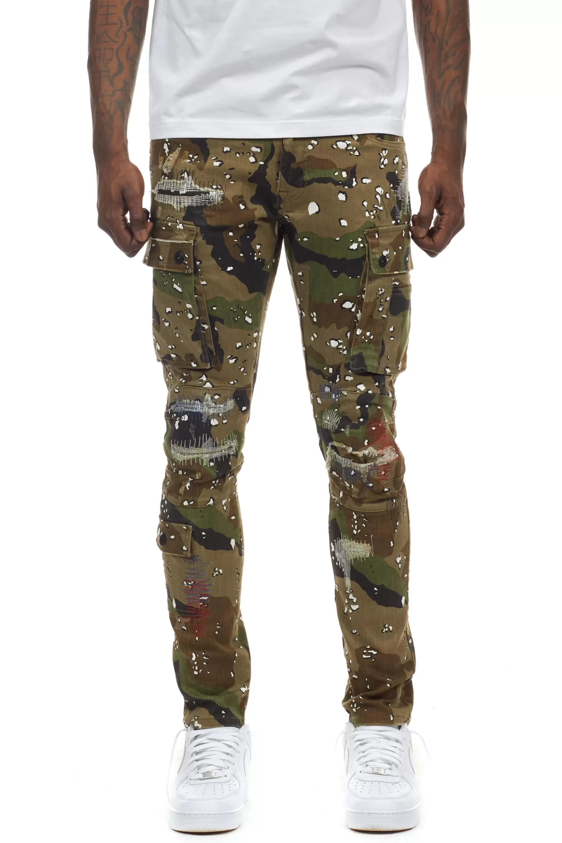 Smoke Rise Rip & Repair Cargo Pants Fleck Camo Cheap