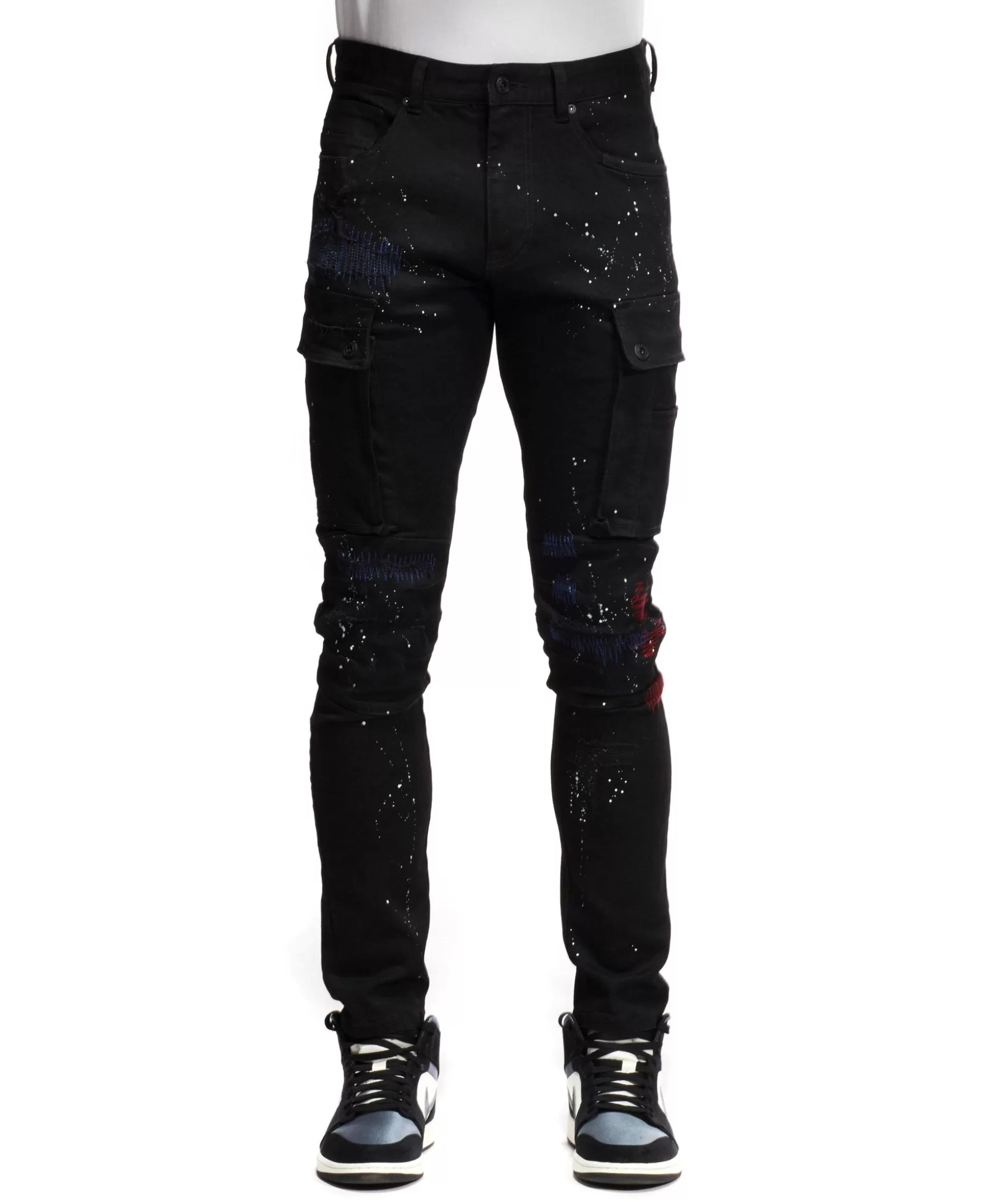 Smoke Rise Rip & Repair Cargo Pants Black Online