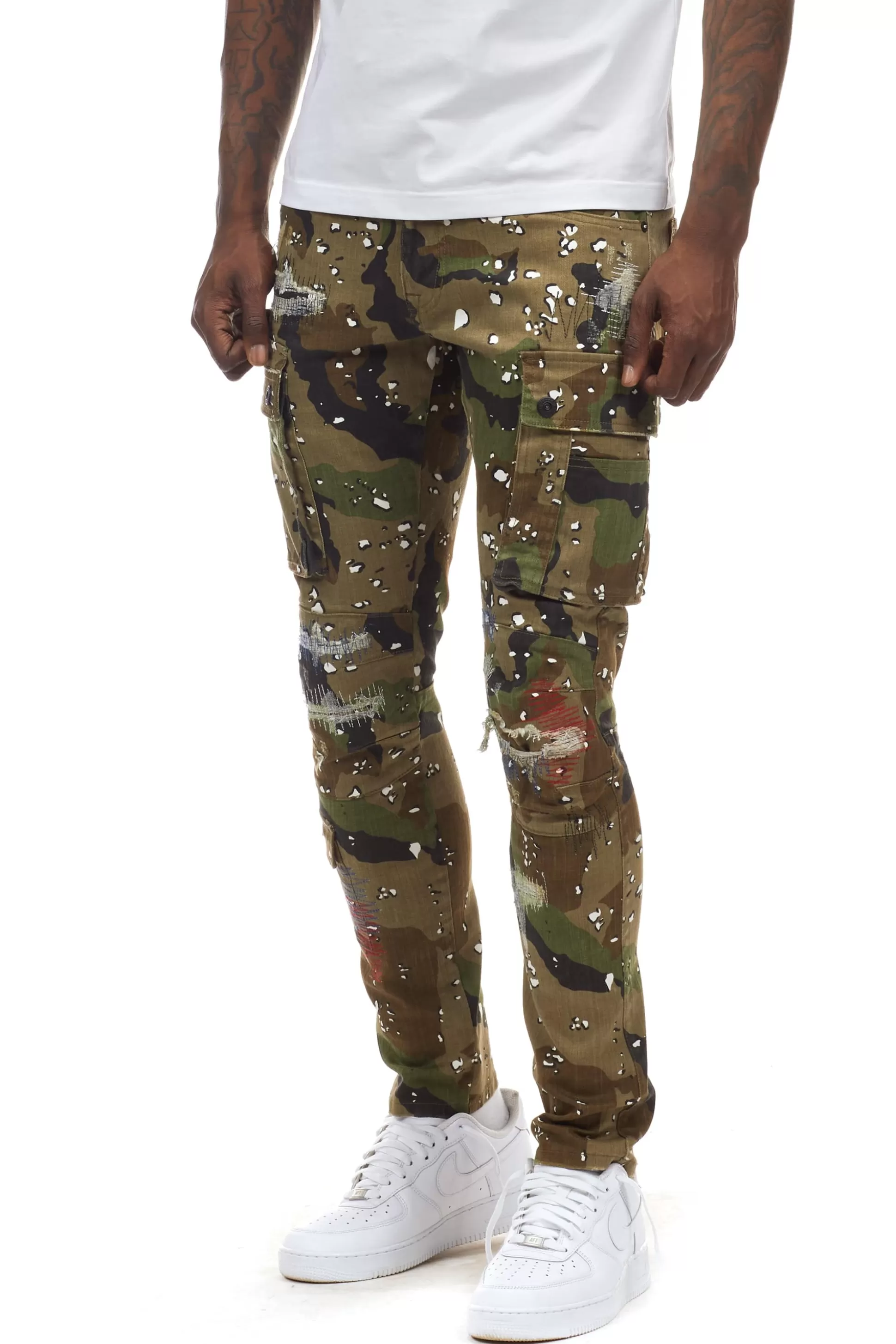 Smoke Rise Rip & Repair Cargo Pants Fleck Camo Cheap