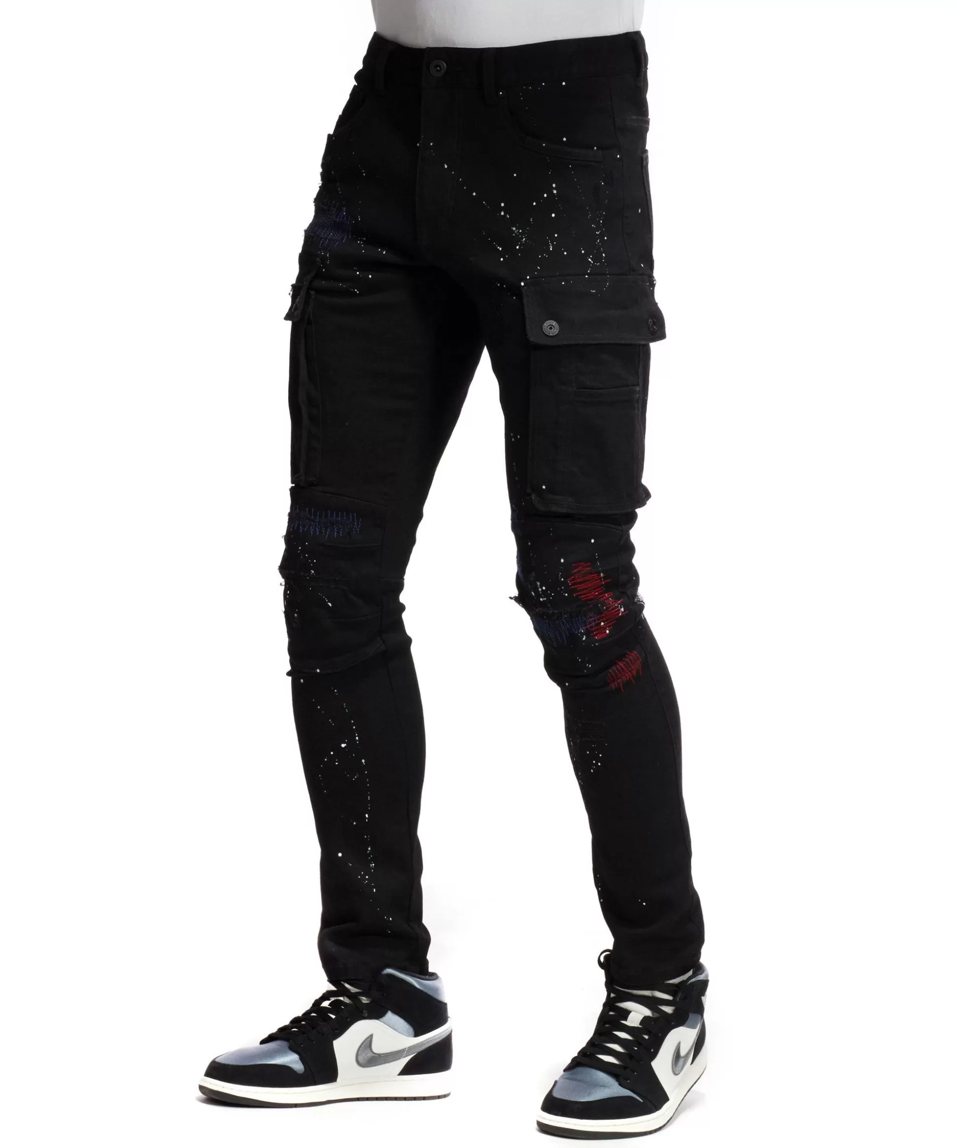 Smoke Rise Rip & Repair Cargo Pants Black Online