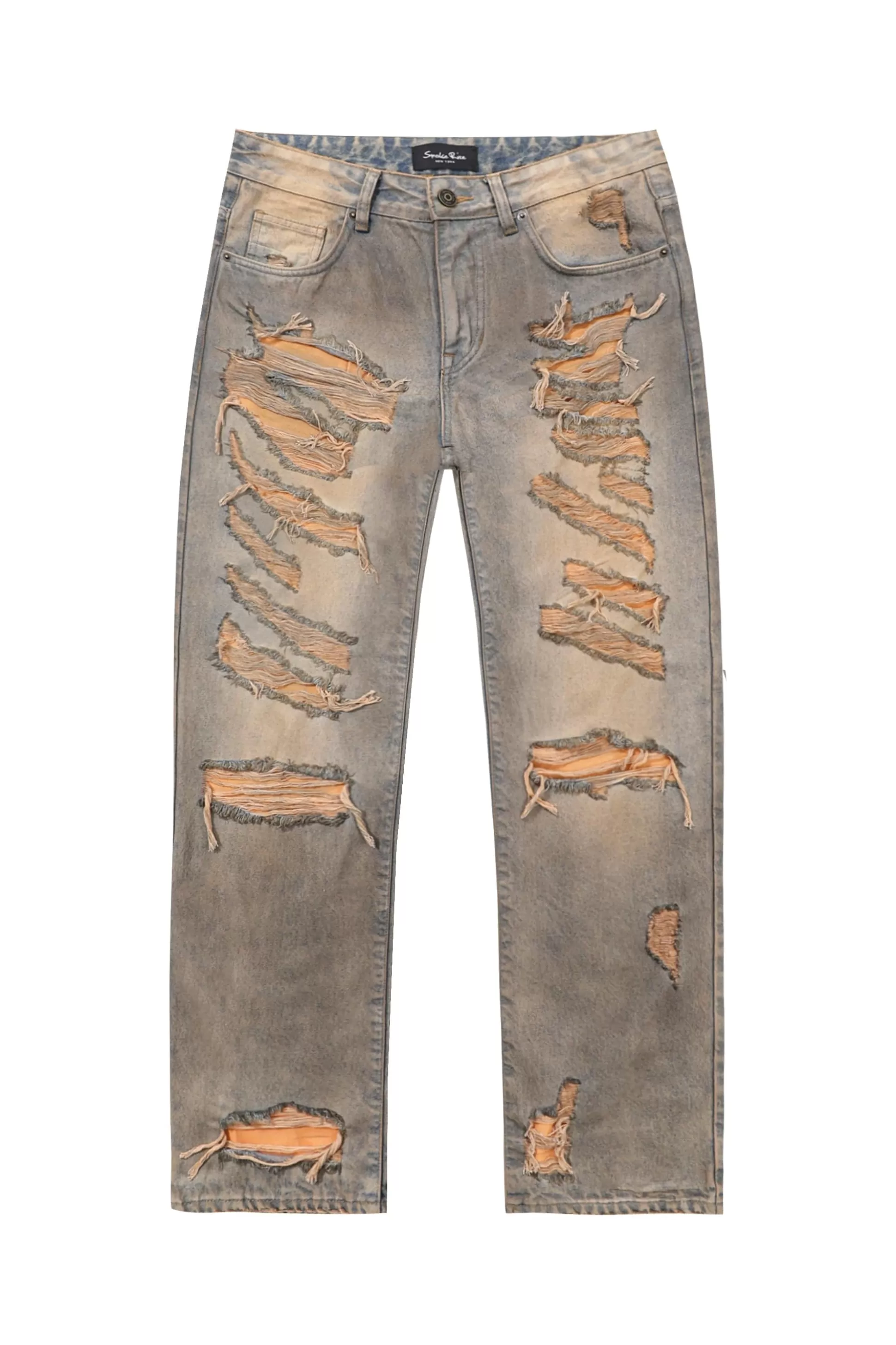 Smoke Rise Rip & Repair Curved Denim Pants Brown Blue Online