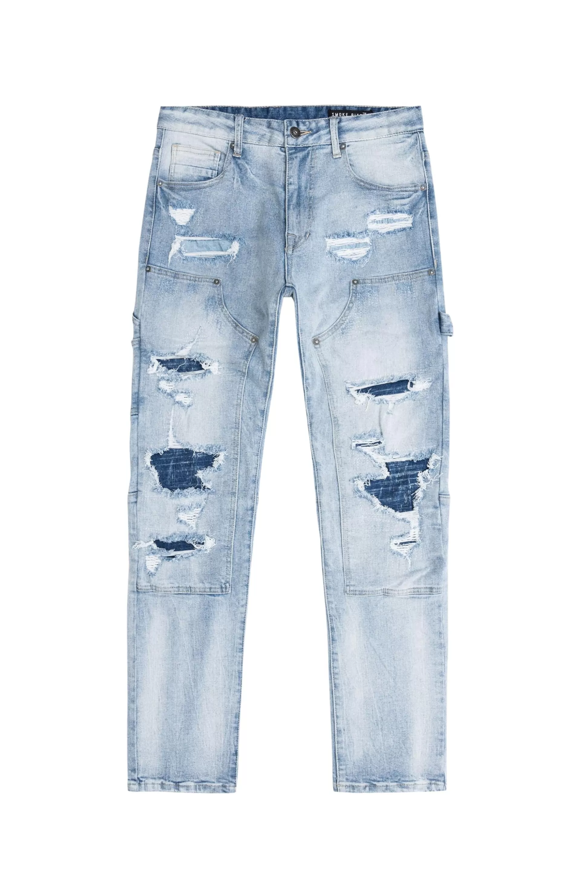 Smoke Rise Rip & Repair Double Knee Jeans Montauk Blue Sale