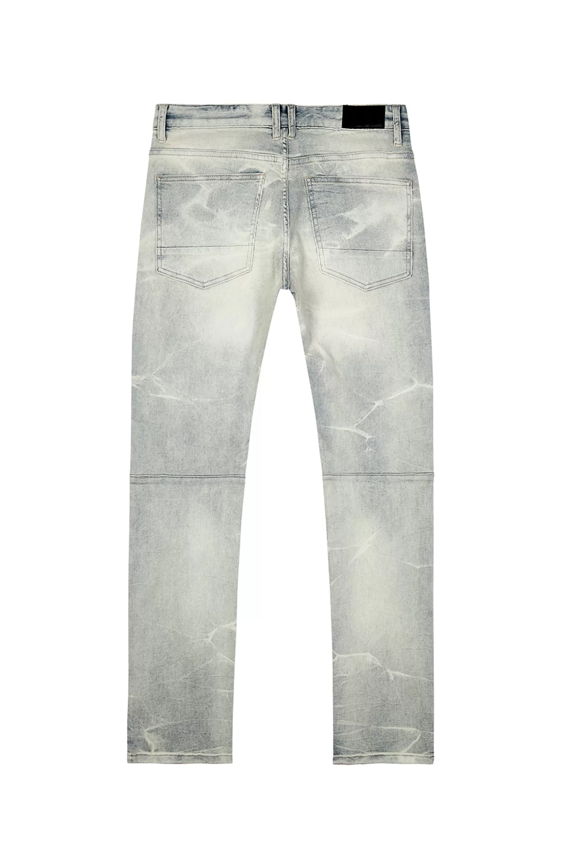 Smoke Rise Rip & Repaired Lightning Washed Denim Jeans Industrial Blue Sale