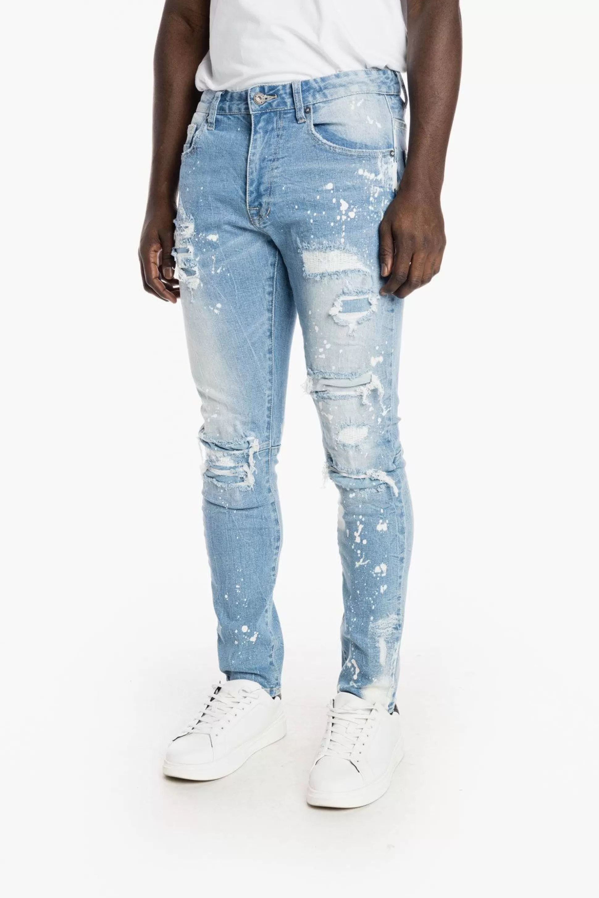 Smoke Rise Rip And Repair Semi Basic Jeans Ocean Blue Outlet