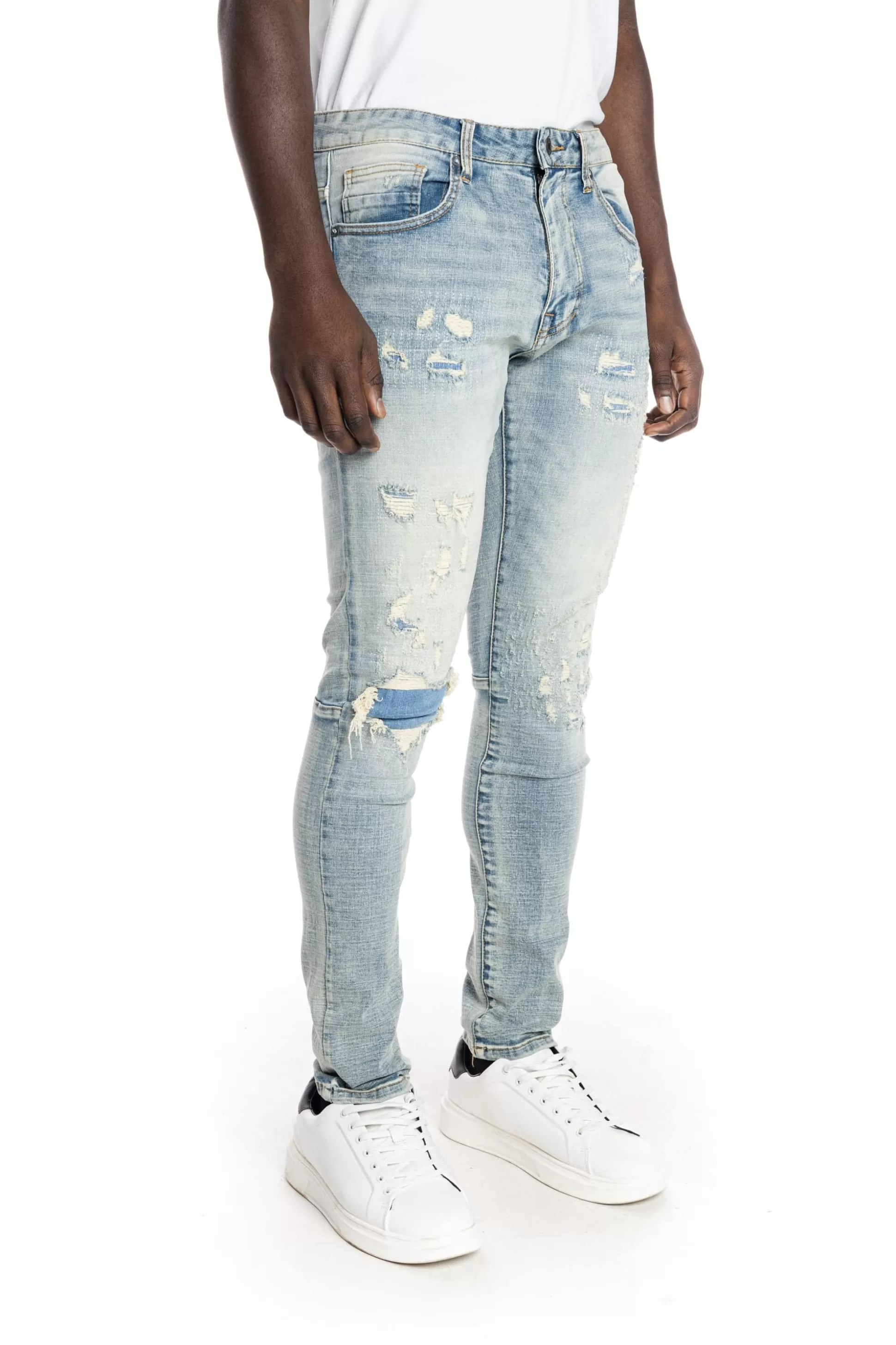 Smoke Rise Rip And Repair Semi Basic Jeans Bowery Blue Flash Sale