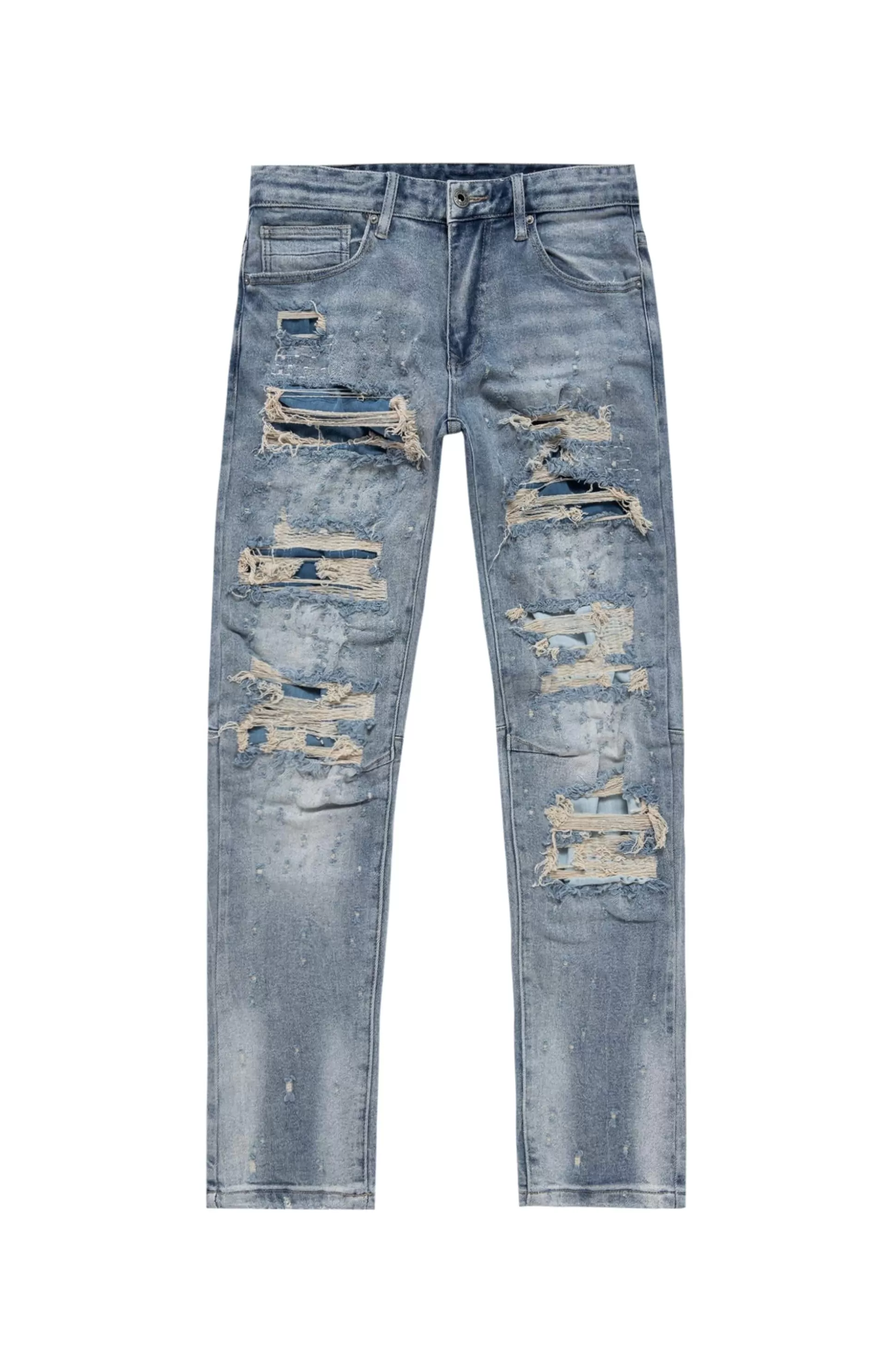 Smoke Rise Rip& Repair Jeans Fleet Blue Cheap