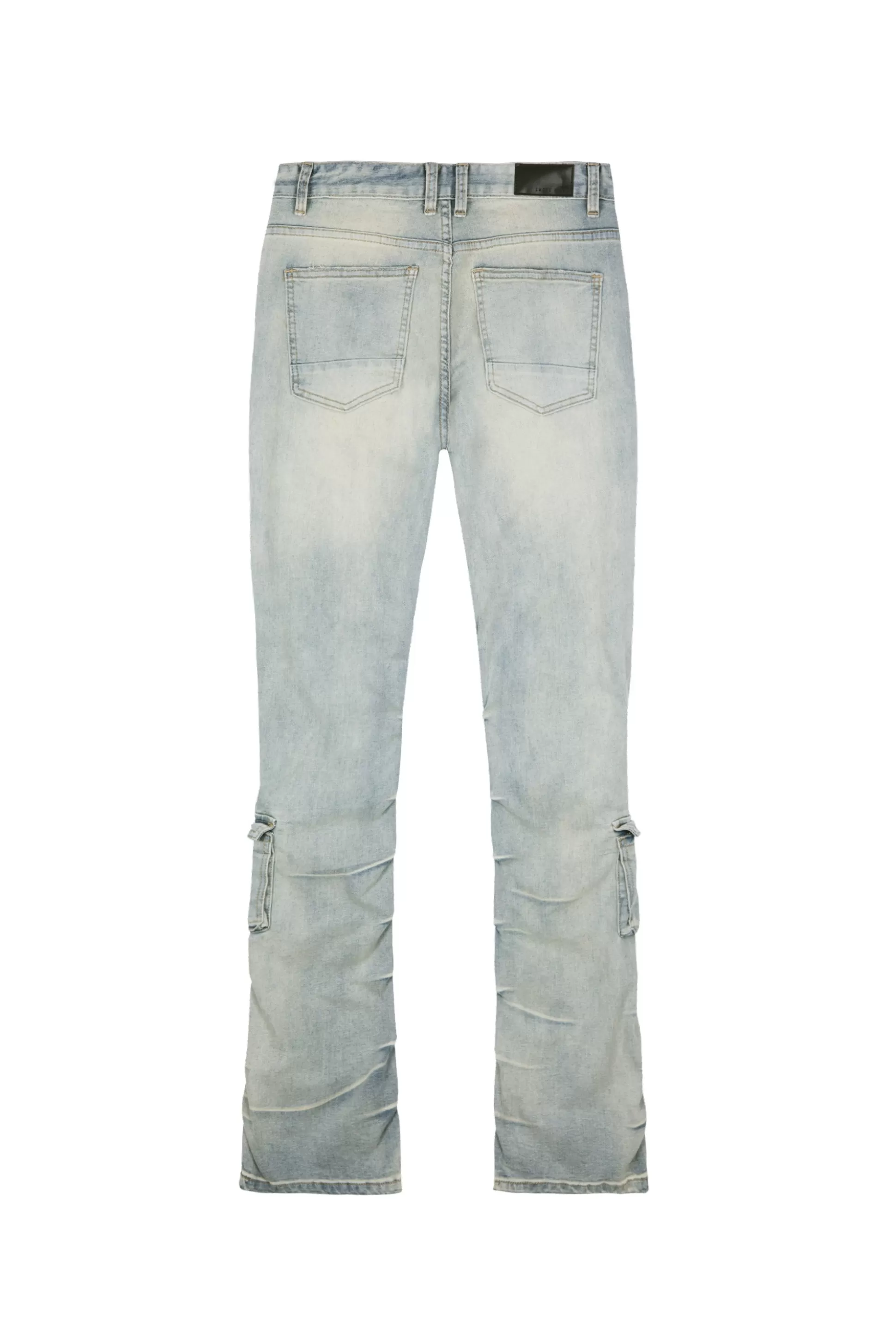 Smoke Rise Stacked Utility Denim Jeans Industrial Blue Clearance