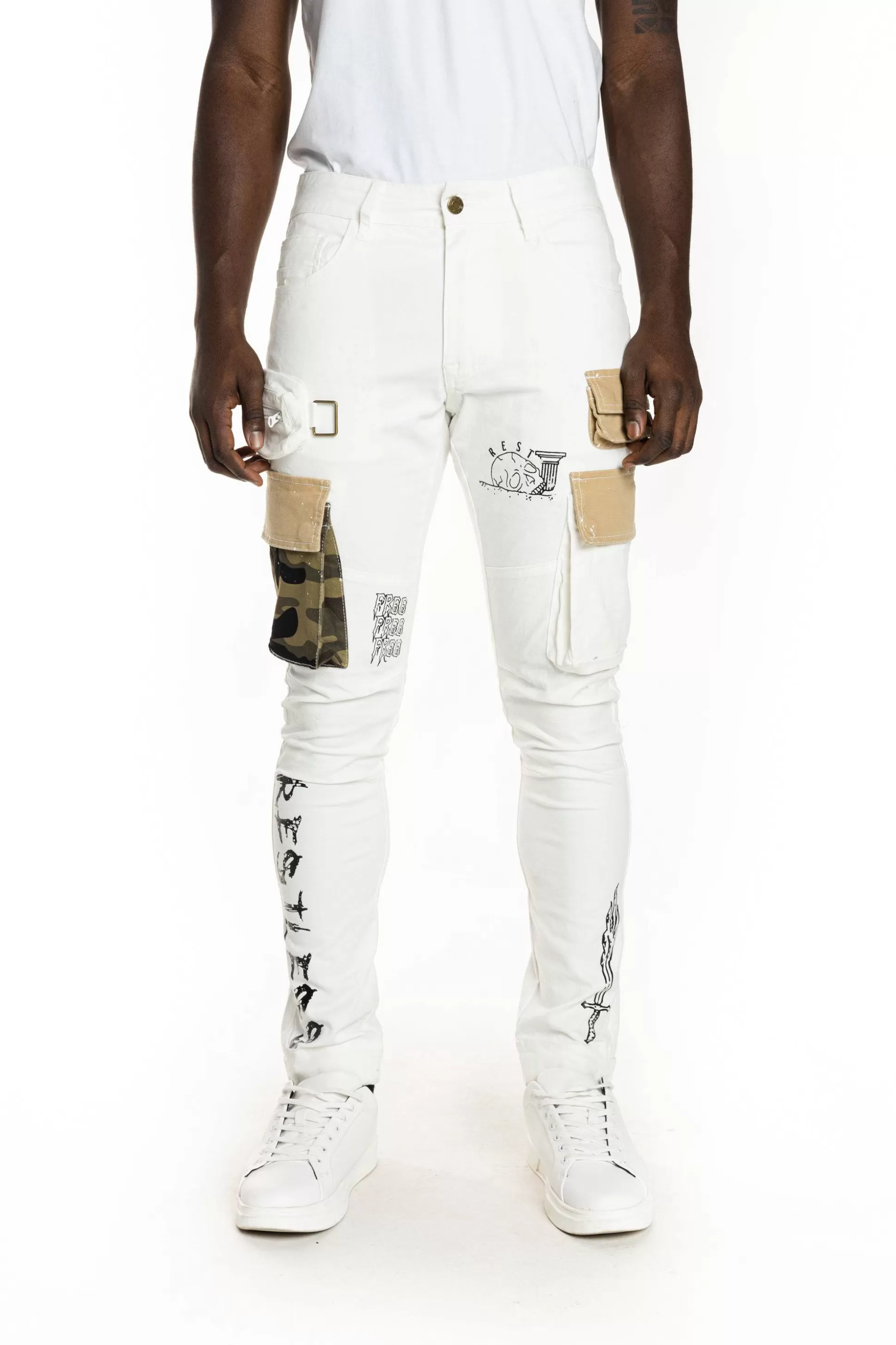 Smoke Rise Utility Fashion Cargo Twill Pants Cream Store