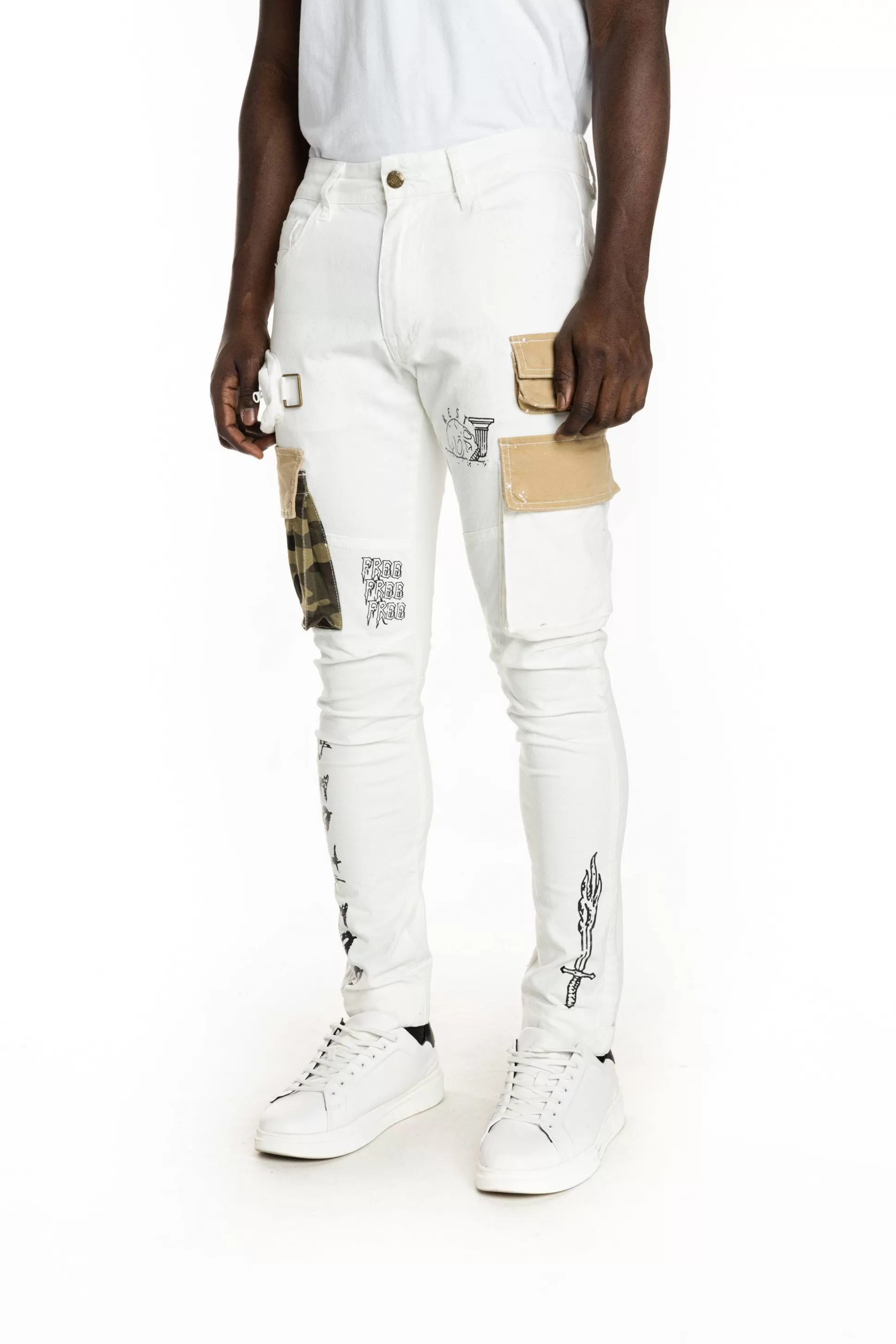 Smoke Rise Utility Fashion Cargo Twill Pants Cream Store