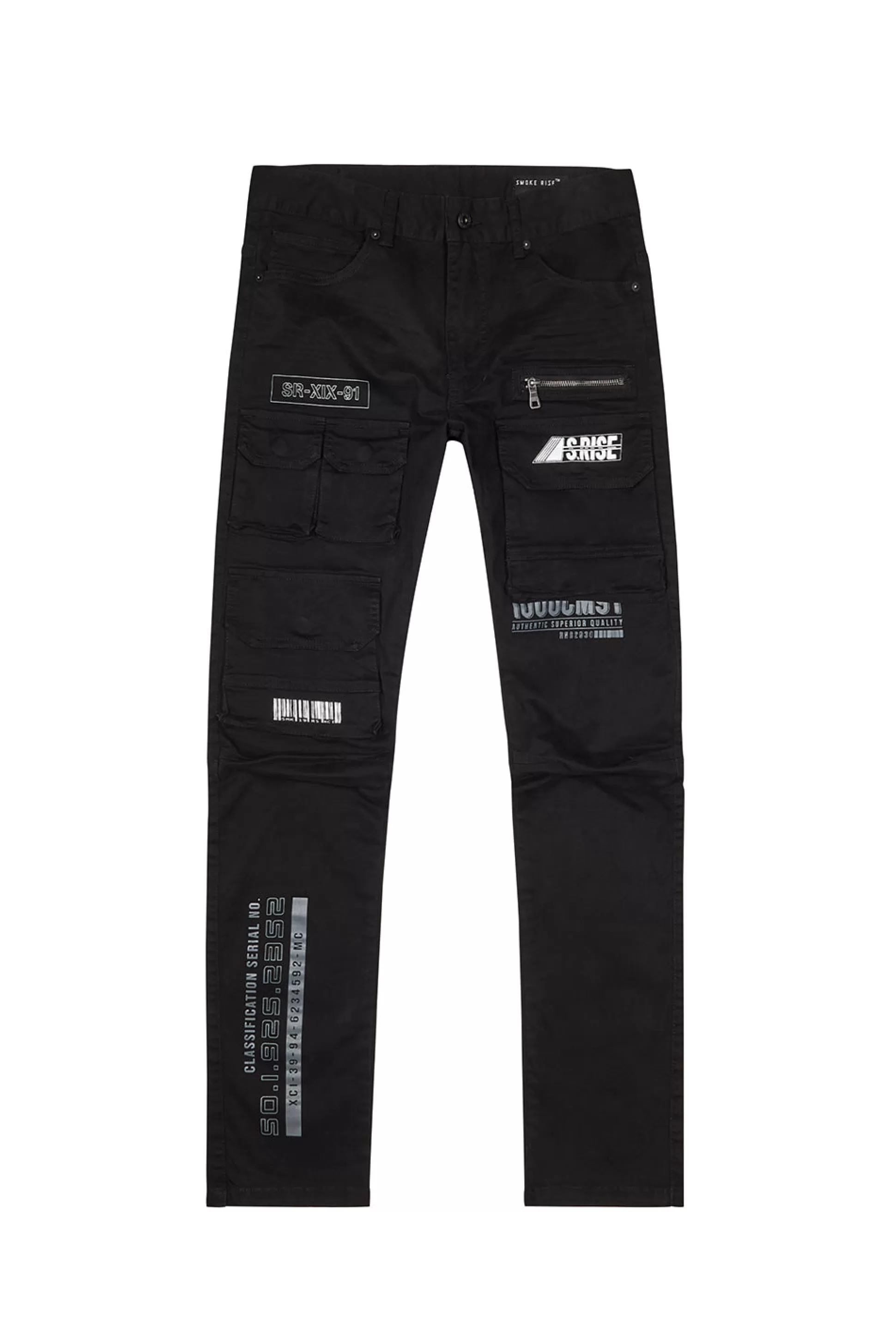 Smoke Rise Utility Printed Twill Cargo Pants Jet Black Flash Sale