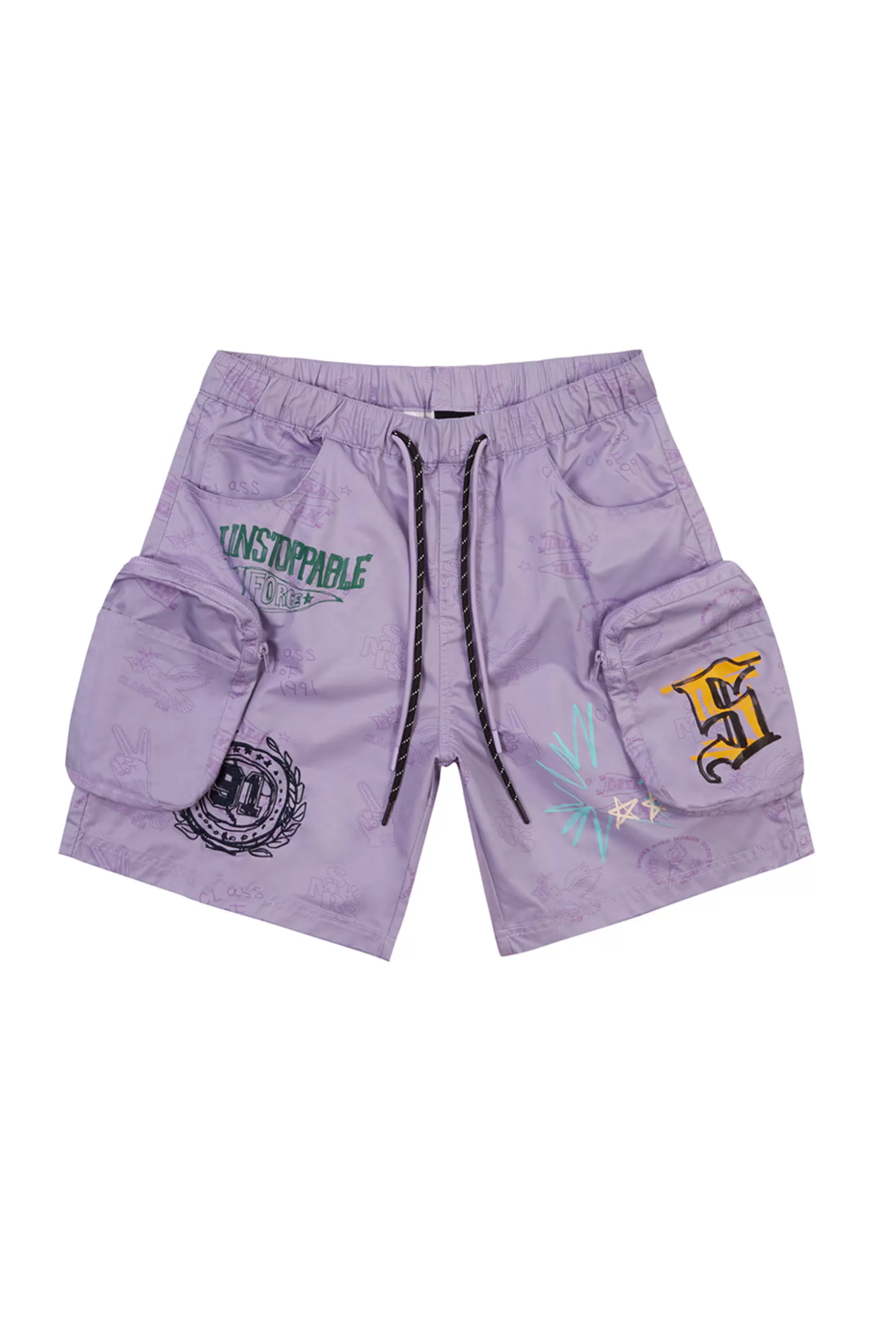 Smoke Rise Varsity Lounge Windbreaker Shorts Lilac Cheap